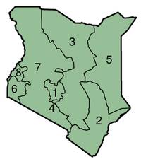 The provinces of Kenya
